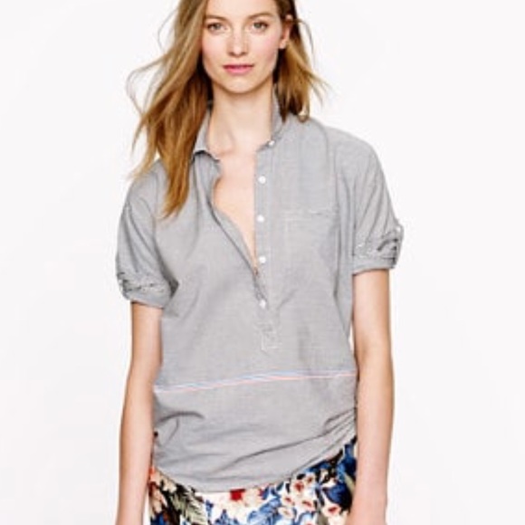 J. Crew Tops - J. Crew Boyfriend Popover in Placed Stripe